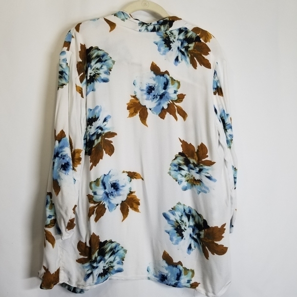 House of Harlow 1960 floral open front‎ cardigan white big blue flowers Large - Picture 12 of 13